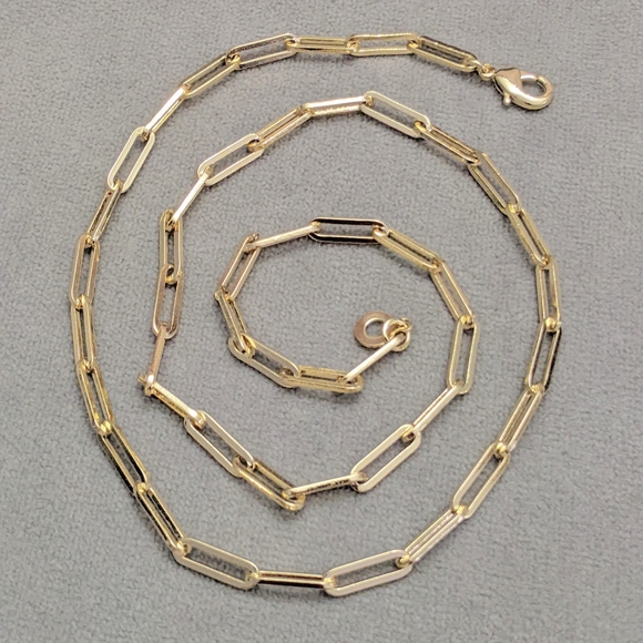 Necklace Chain Real 14K Gold Filled Paper Clip Chain 22" Trendy Will not Tarnish - Picture 9 of 11